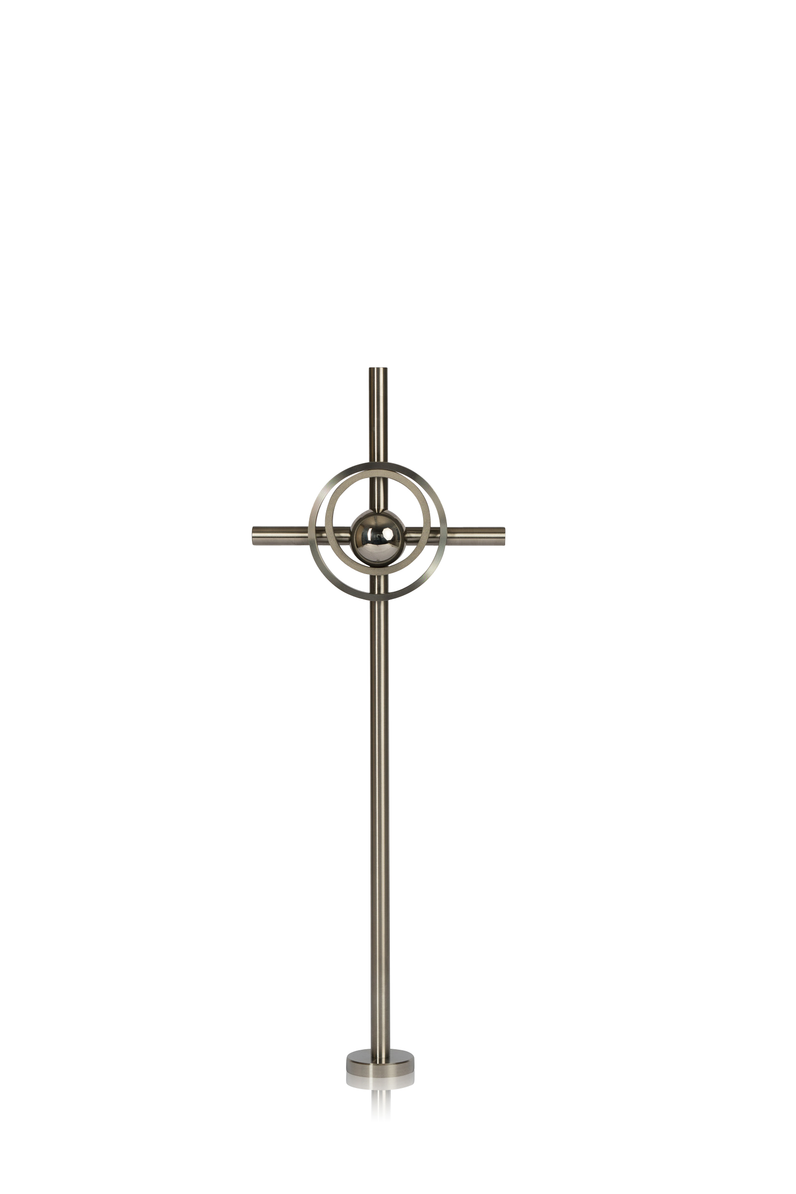 Kreuz aus Edelstahl rostfrei mit Edelstahlhalbkugel