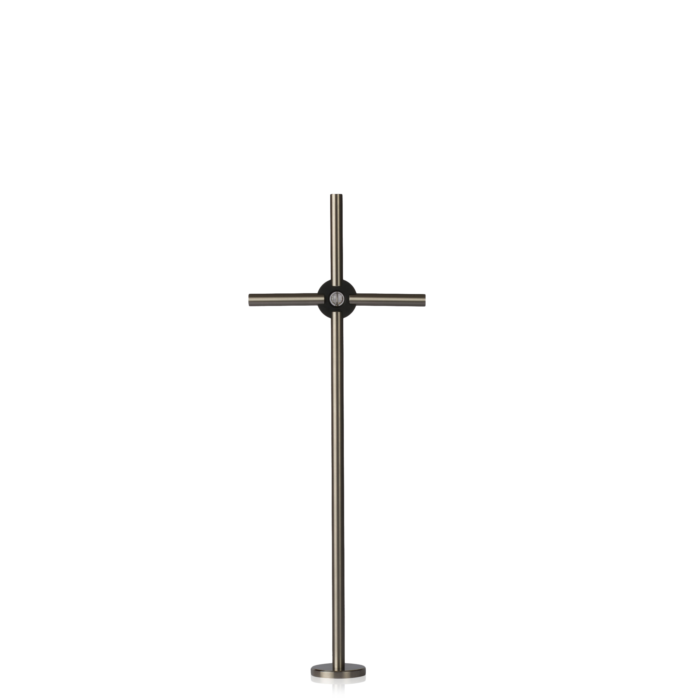 Edelstahlkreuz aus rostfreiem Rundmaterial mit Edelstahlronde