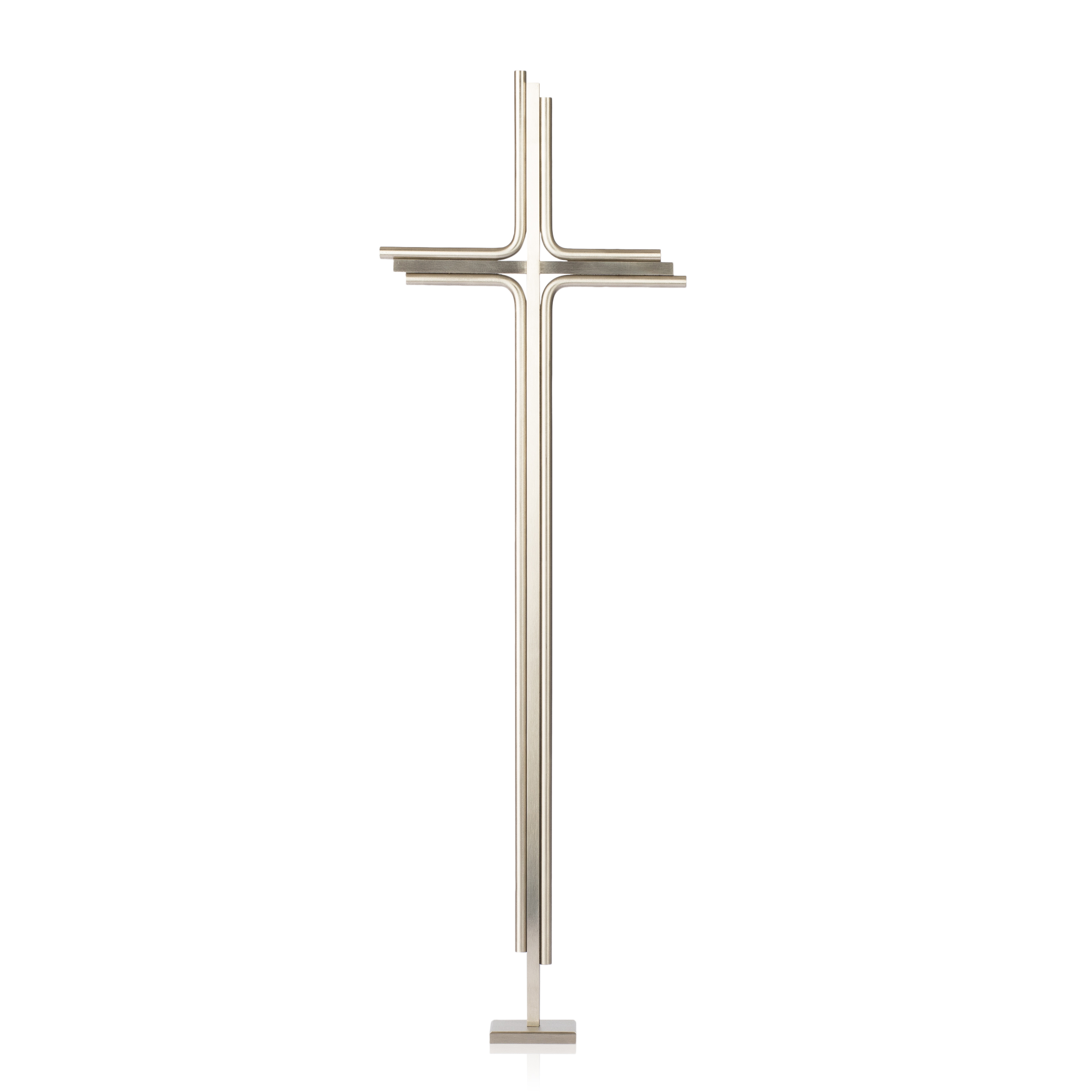 Edelstahlkreuz aus rostfreiem  Vierkantmaterial mit Rundmaterial gebogen