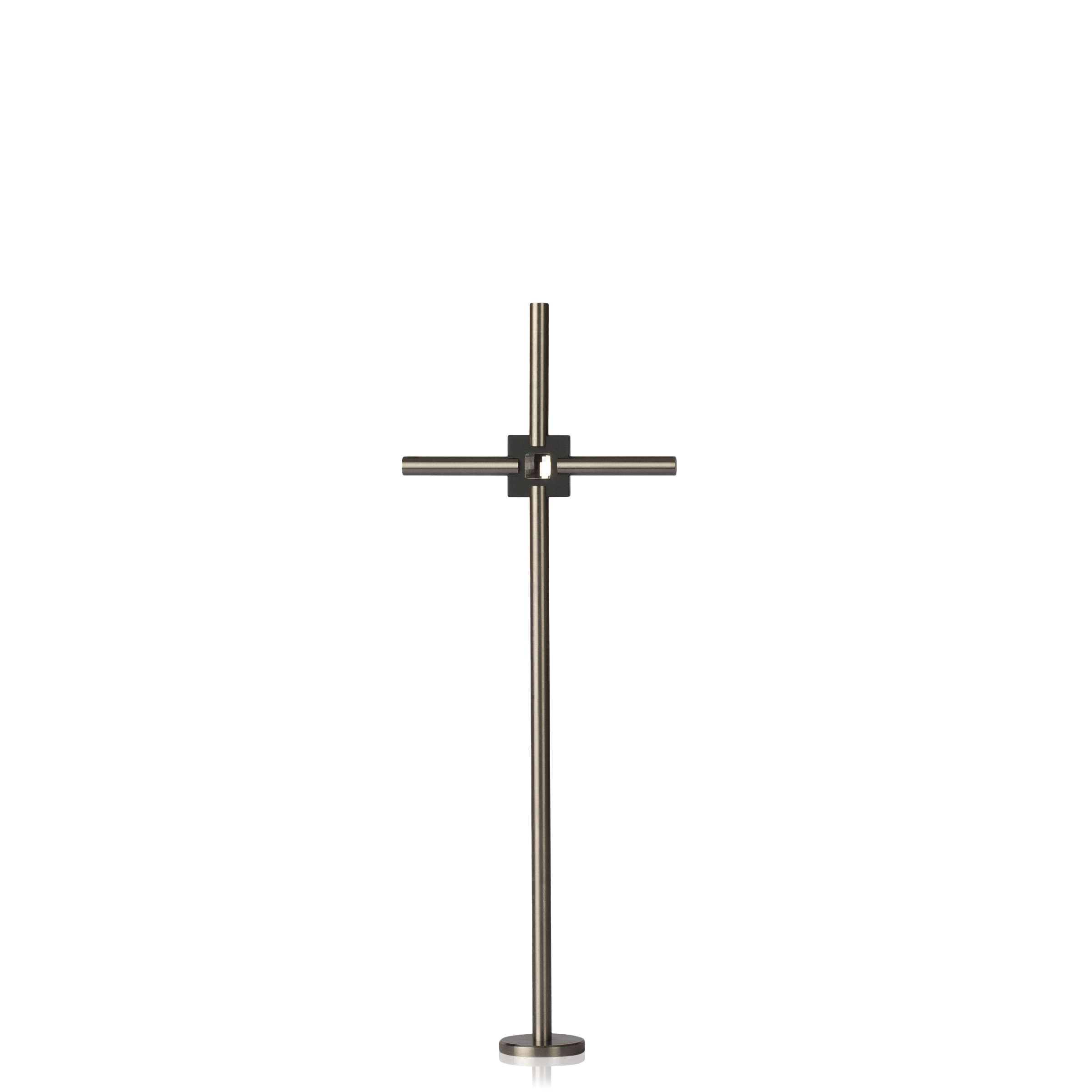 Edelstahlkreuz aus rostfreiem Rundmaterial, mit Kristallhalter